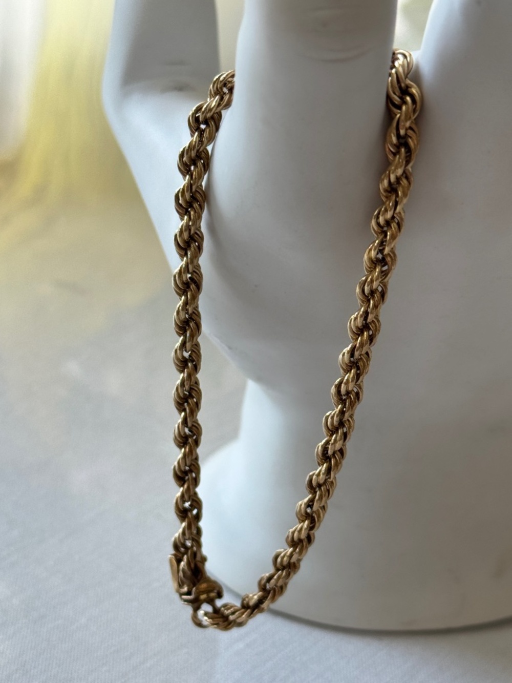 Solid 14K Yellow Gold Rope Chain Bracelet Men or Women